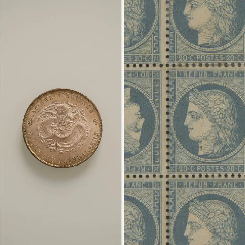 domaines d'expertises : Timbres-Poste et Monnaies
