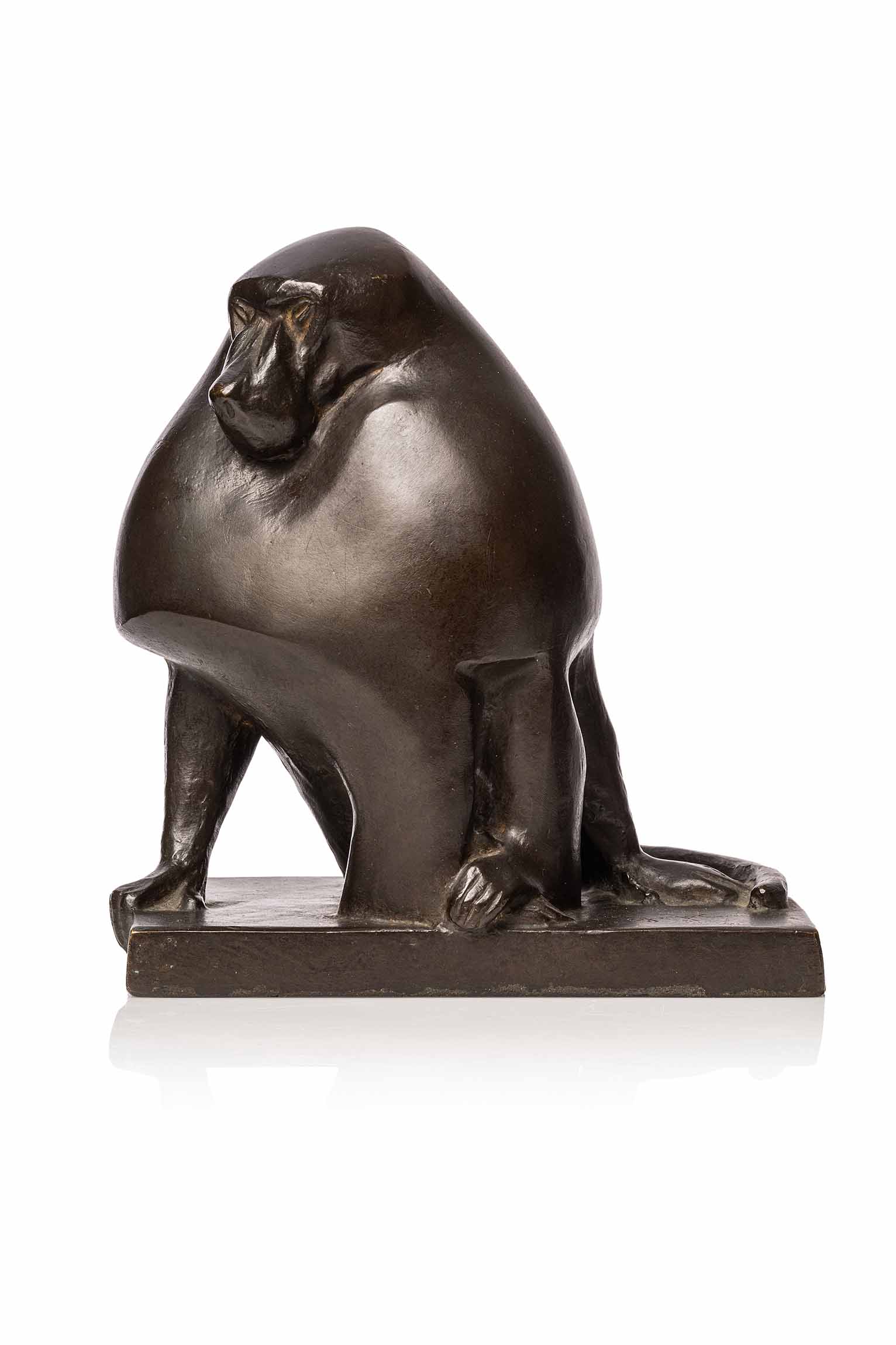 Georges Guyot, Babouin en bronze à patine brune