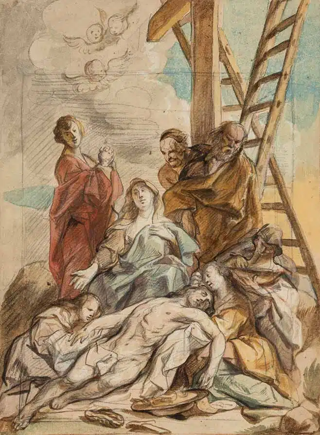 Dessin - Jacob JORDAENS - Le Christ descendu de la croix