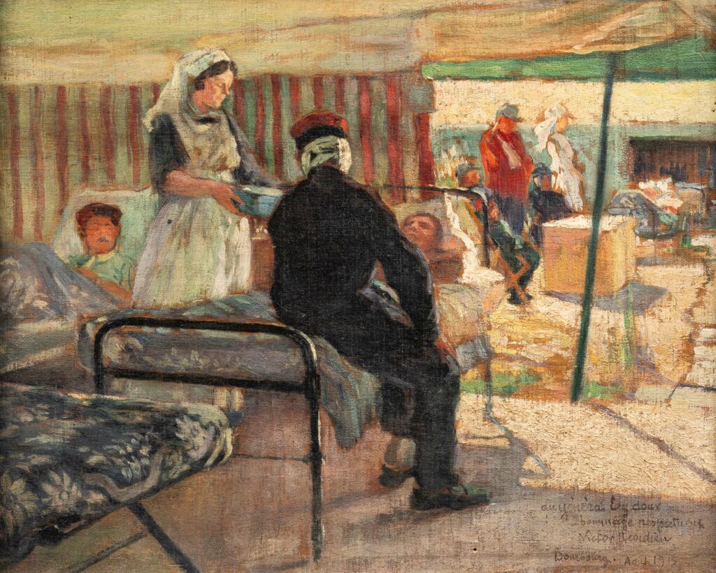VICTOR TARDIEU (1870-1937) Le Général Eydoux au chevet d’un soldat, 1915