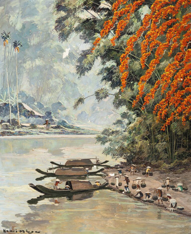 HENRI MÈGE (1904-1984) Matin de printemps, Flamboyants au fleuve