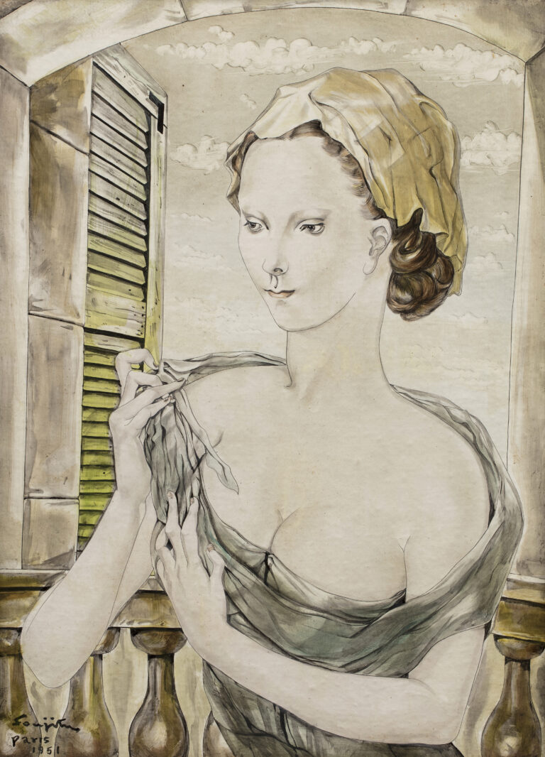 Leonard Tsuguharu FOUJITA (Edogama 1886 - Zürich 1968) Huile et encre sur toile d'origine