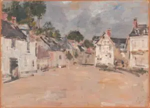 Estimation "Arts Moderne" et expertise de cette œuvre de, "Eugène Louis BOUDIN, "Village normand" proposer a la vente par notre cabinet d'expertise et adjugé 20 000 €