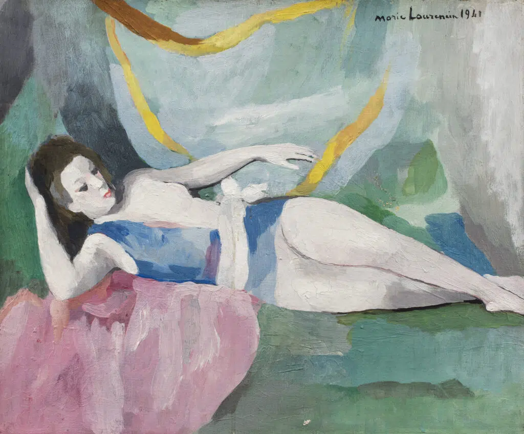 Estimation "Arts Moderne" et expertise de cette œuvre de "Marie Laurencin" intitulé "Danseuse Allongée, 1941" proposer a la vente par notre cabinet d'expertise et adjugé 45 000 €