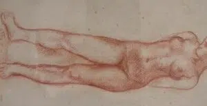 Aristide Maillol, étude de nue, technique de la sanguine, taille importante