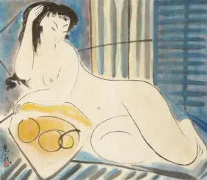 Estimation "Arts Contemporain" cette œuvre de "Lin FENGMIAN", nommé "Femme nue aux fruits" proposer a la vente par notre cabinet d'expertise, adjugé 45 000 €