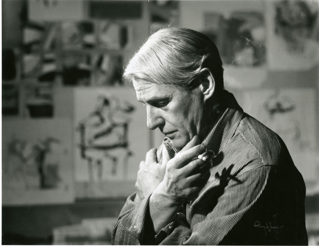 Expertise des œuvre de l'artiste et présentation de celui-ci, portrait photographique de l'artiste "Willem de Kooning" en noir et blanc