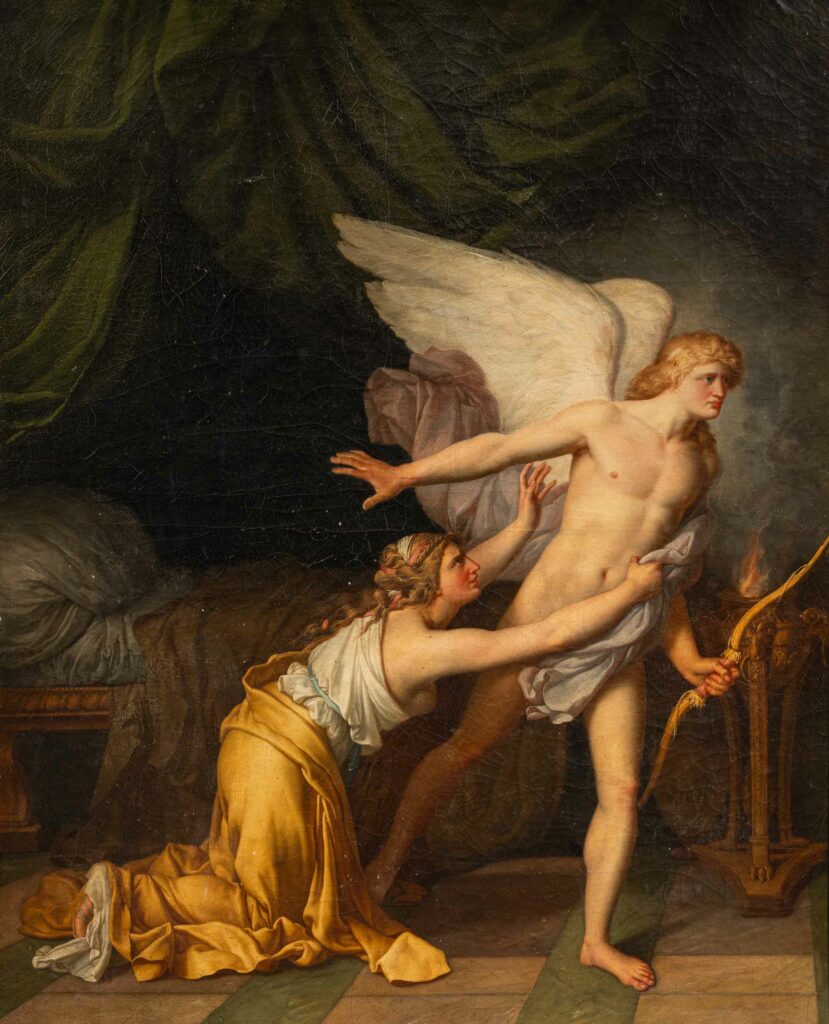 Estimation "Arts siècles classique" œuvre réalisé par l' "Ecole FRANCAISE de la fin du XVIIIème siècle" intitulée "Psyché retenant l’Amour" à la vente par notre cabinet d'expertise adjugé 5 900 €