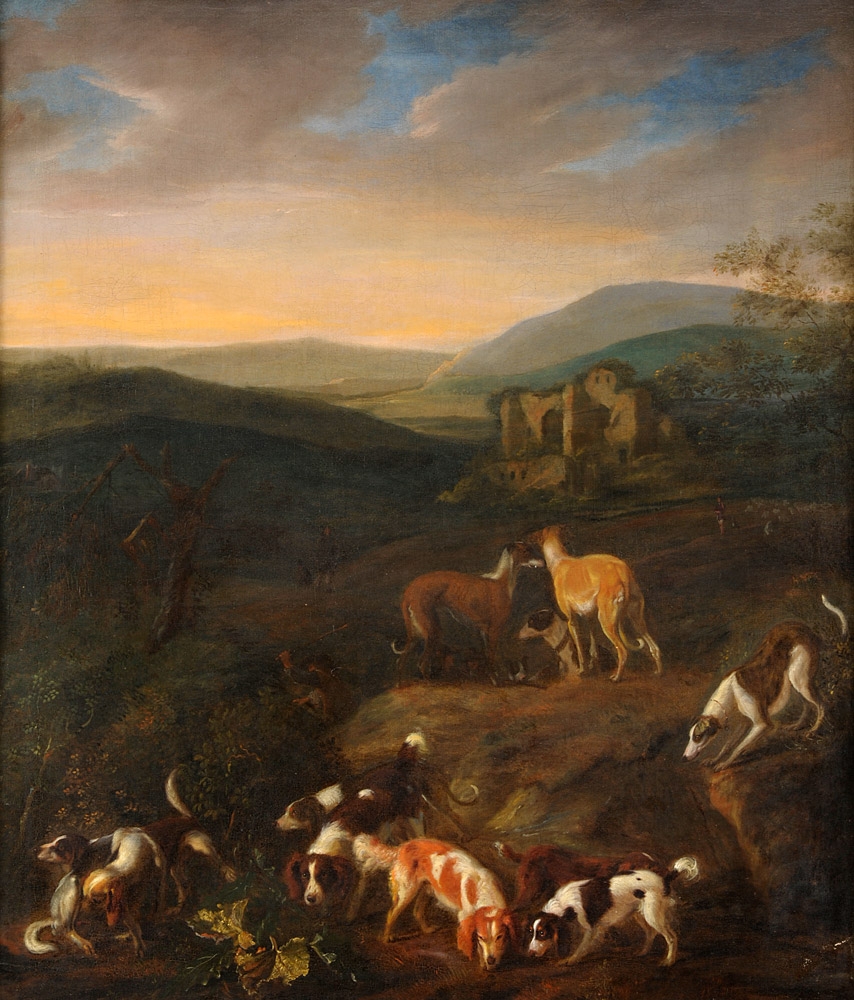 Expertise des œuvre de l'artiste et présentation de celui-ci, oeuvre "Meute de chiens, 1660" de l'artiste "Adriaen Cornelisz Beeldemaker"