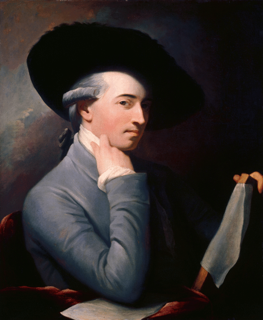 Expertise des œuvre de l'artiste et présentation de celui-ci, portrait photographique de l'artiste "Benjamin West" en couleur
