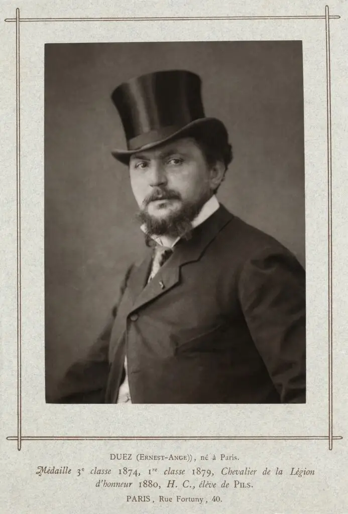 Expertise des œuvre de l'artiste et présentation de celui-ci, portrait photographique de l'artiste "Ernest Ange Duez" en noir et blanc