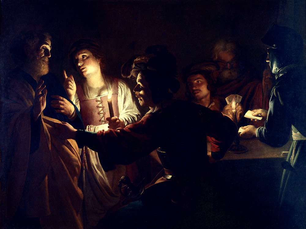 Expertise des œuvres de l'artiste et présentation de celui-ci, oeuvre "Le Reniement de saint Pierre" de l'artiste "Gerrit van Honthorst"