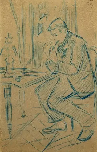 Expertise des œuvres de l'artiste et présentation de celui-ci, “Autoportrait à la pipe” (1885) d’Armand Seguin ( 1869-1903)
