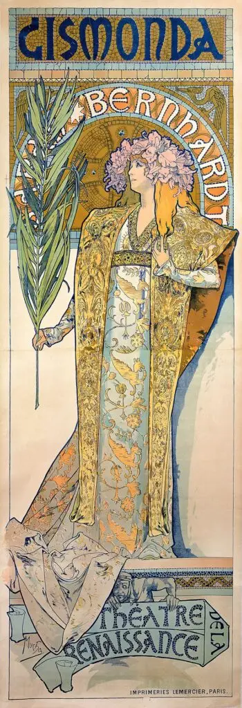 Estimation "Arts Nouveau & Arts Décoratif" et expertise de cette œuvre de "Alfonse Mucha", "Affiche de Sarah Bernhardt personnifiant Gismonda” (1894)