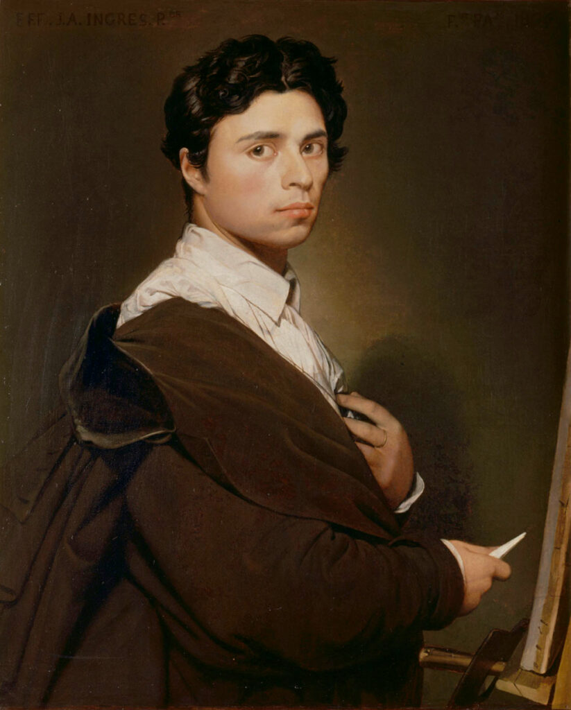 Expertise des œuvre de l'artiste et présentation de celui-ci, portrait photographique de l'artiste "Jean-Auguste-Dominique Ingres" en couleur