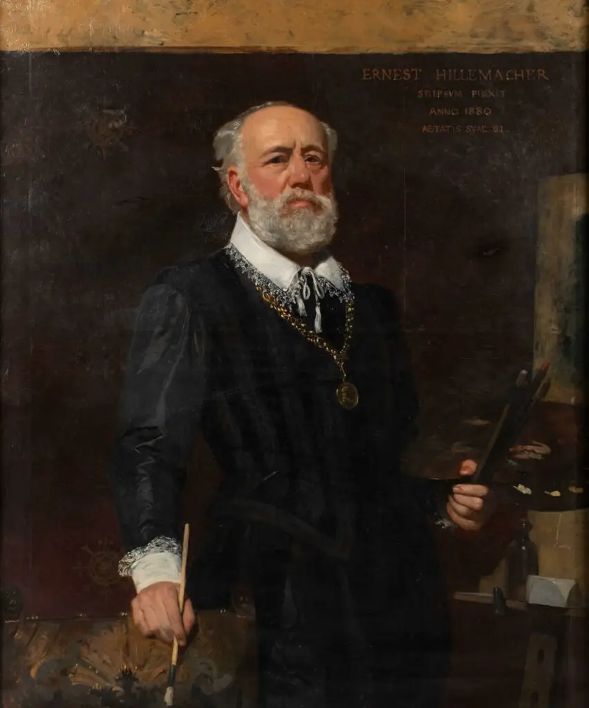Expertise des œuvres de l'artiste et présentation de celui-ci, autoportrait de l'artiste "Eugène Ernest Hillemacher" à l'âge de 61 ans, 1880