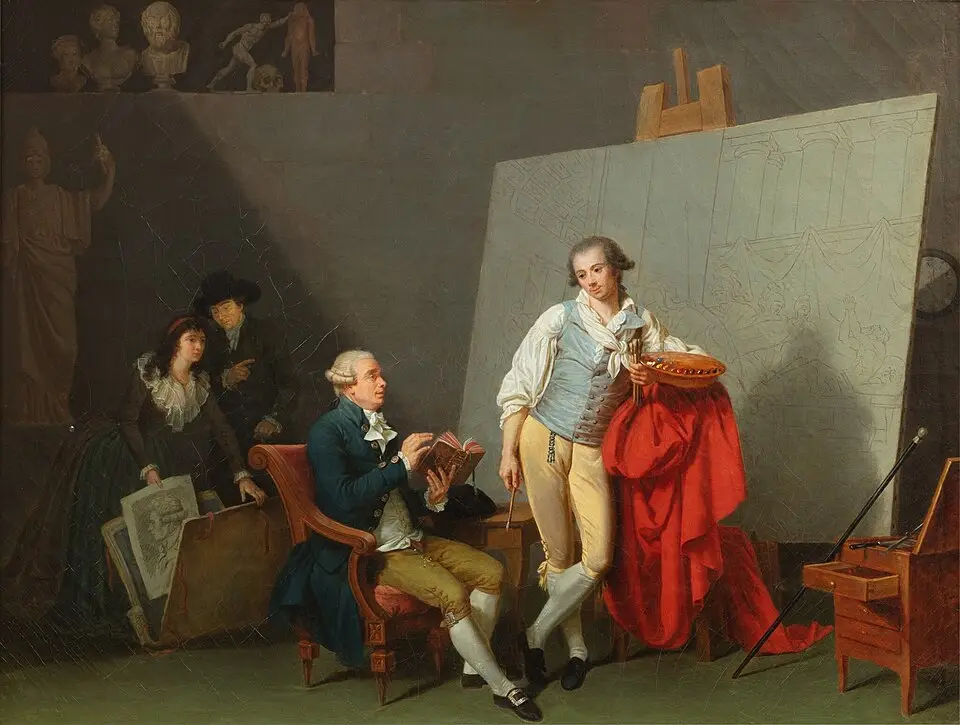 Expertise des œuvres de l'artiste et présentation de celui-ci, “Autoportrait de l'artiste dans son atelier” (1789) "Jean-Claude Naigeon (1753-1832)