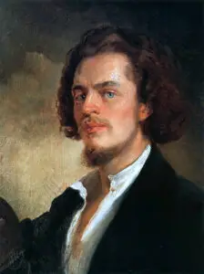 Expertise des œuvres de l'artiste et présentation de celui-ci, autoportrait de 1856 de l'artiste "Constantin Makovsky"