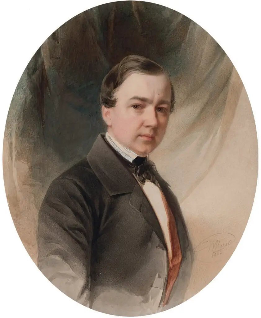 Expertise des œuvres de l'artiste et présentation de celui-ci, portrait photographique de l'artiste "Woldemar Hau" autoportrait, 1855