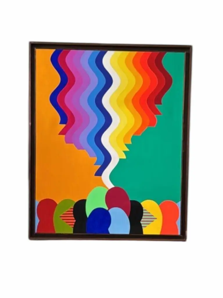 Œuvre de Mohammed Melehi estimée 50 000–70 000 € par le cabinet Fabien Robaldo, expertise d’Anne Sophie Joncoux, art marocain contemporain.