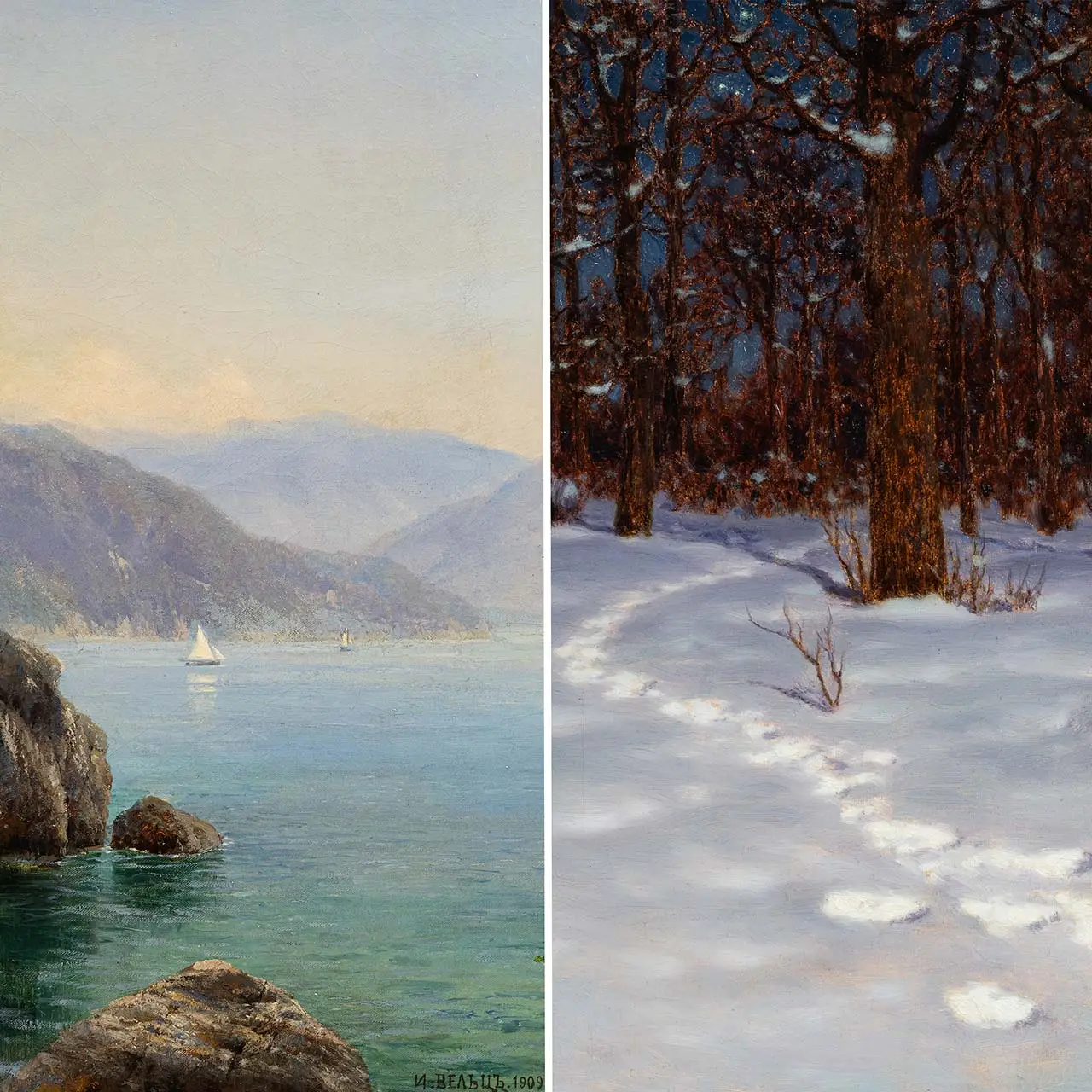 Détails de paysages peints par Ivan Weltz et Ivan Choultsé