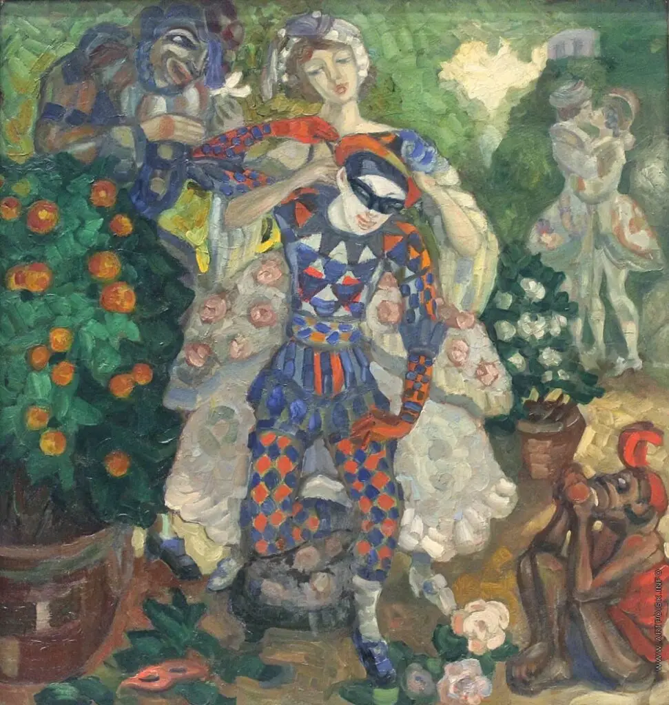 Expertise des œuvres de l'artiste et présentation de celui-ci, oeuvre "Pantomime, 1914“ de "Sergueï Soudeïkine" (1752-1843)