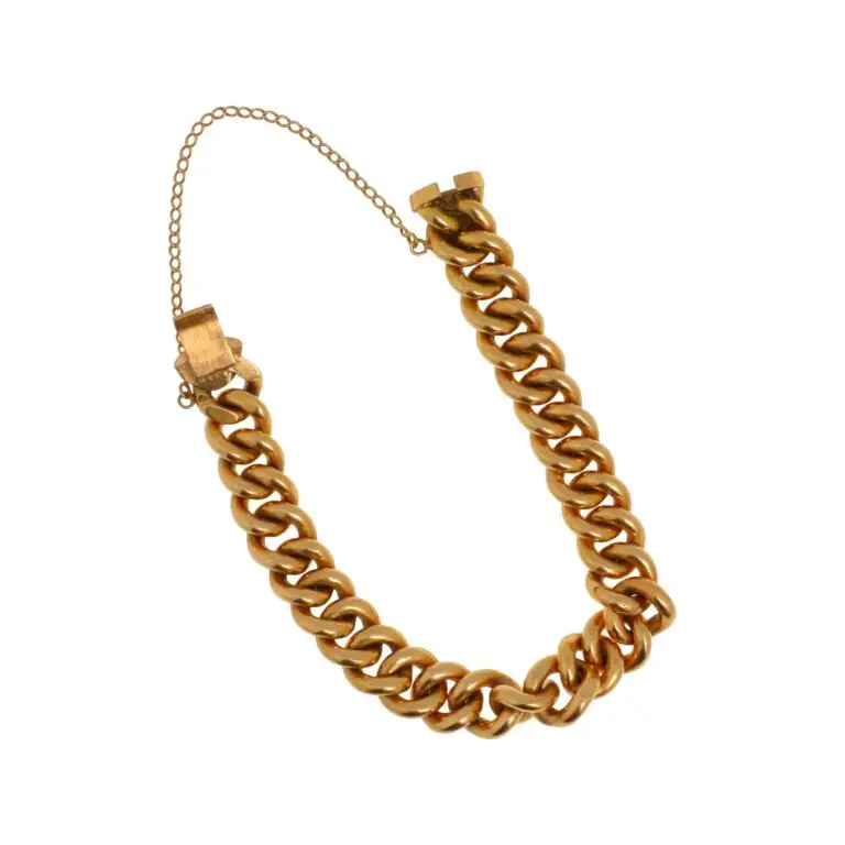 P2785_0001, Bracelet en or jaune 18K (750°/°°) à maille gourmette, fermoir à lame cliquet avec une chaînette de sécurité. Travail marocain. Poids net: 111,6 gr.