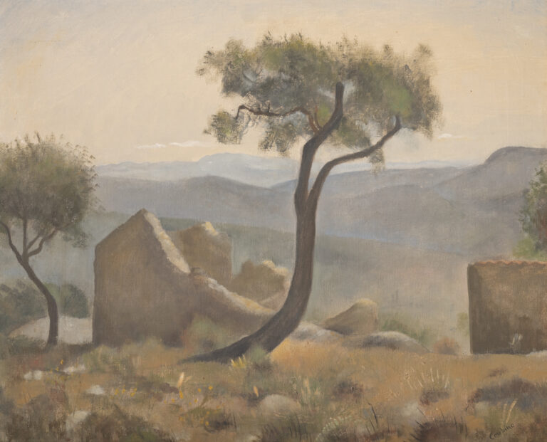 N1713_0039, Réalisé en 1929 Huile sur toile 54 x 65 cm Signé en bas à droite "Coubine" Au dos du châssis, l'étiquette ancienne du marchand Théophile Briand 32 rue de Béry, avec le numéro d'inventaire 10966, octobre 1929 Coubine montagne de Digne Au dos du châssis, une étiquette ancienne partiellement déchirée avec les indications "Coubine 1929"