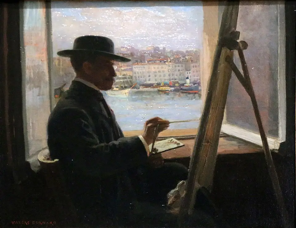 Expertise des œuvres de l'artiste et présentation de celui-ci, “Jean Baptiste Olive dans son atelier” par Valère Bernard