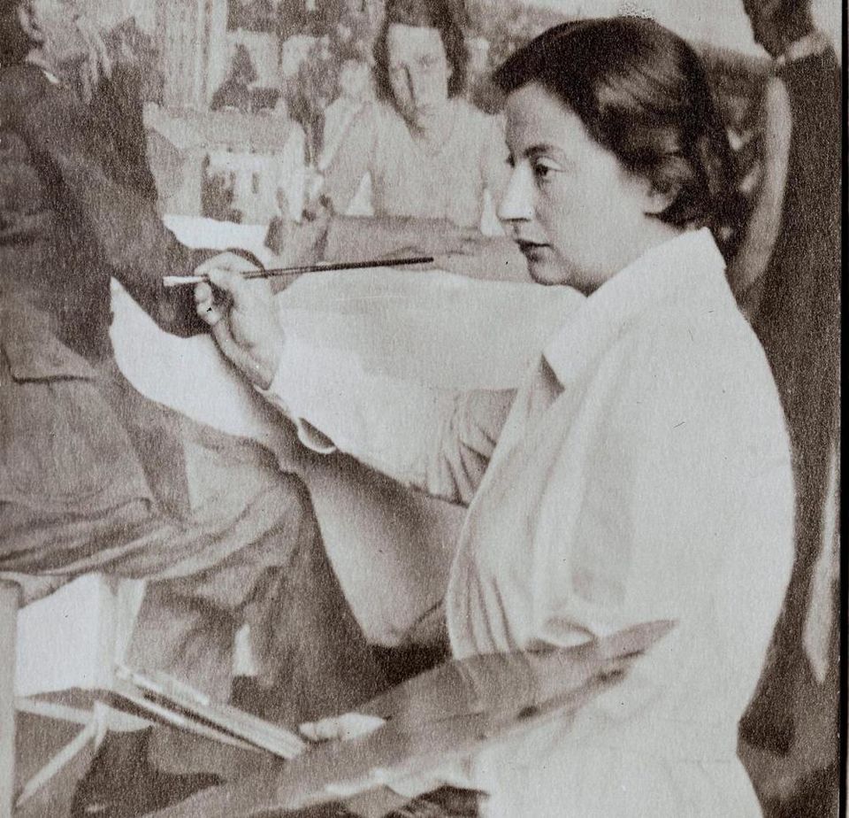 Expertise des œuvres de l'artiste et présentation de celui-ci, portrait photographique de l'artiste "Lotte Laserstein peignant "Soir sur Potsdam" photographiée par Wanda von Debschitz-Kunowski en 1930”