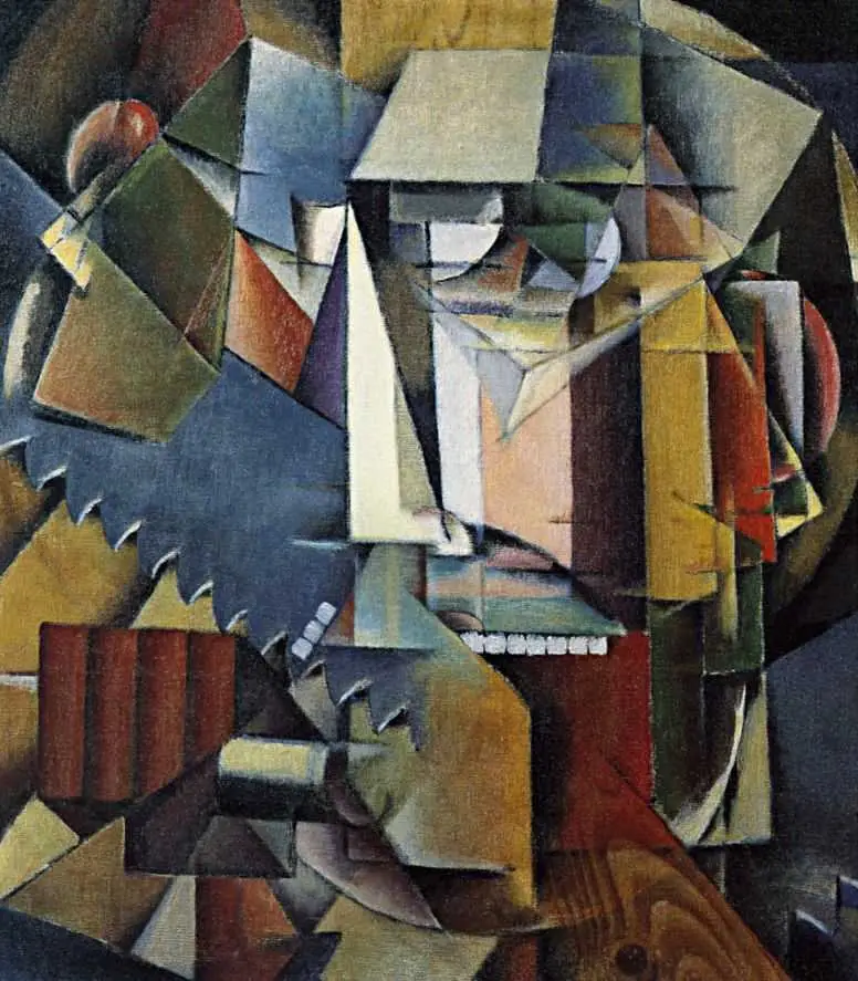 Expertise des œuvres de l'artiste et présentation de celui-ci, “Autoportrait” de l'artiste Ivan Kliun (1912-1948) avec une scie, 1914