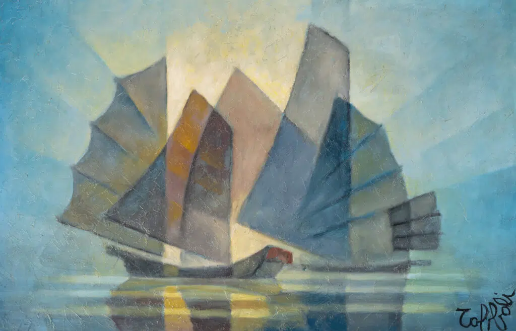 Louis TOFFOLI (1907-1999) - Huile sur toile d'origine 61 x 92 cm Signé en bas à droite Toffoli , Titré au dos "En rade Hong Kong" et numeroté 5676