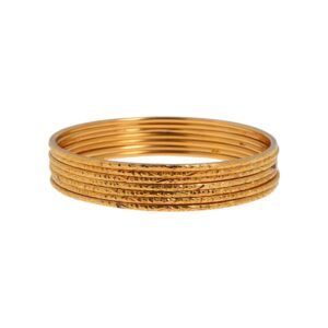 P3404-0001 - Bracelet semainier en or rose 18K (750°/°°) formé de sept jonc à motifs ciselés en frise. Travail marocain. Poids net: 82,3 gr. D: 70 mm - Adjugé 5 750 €