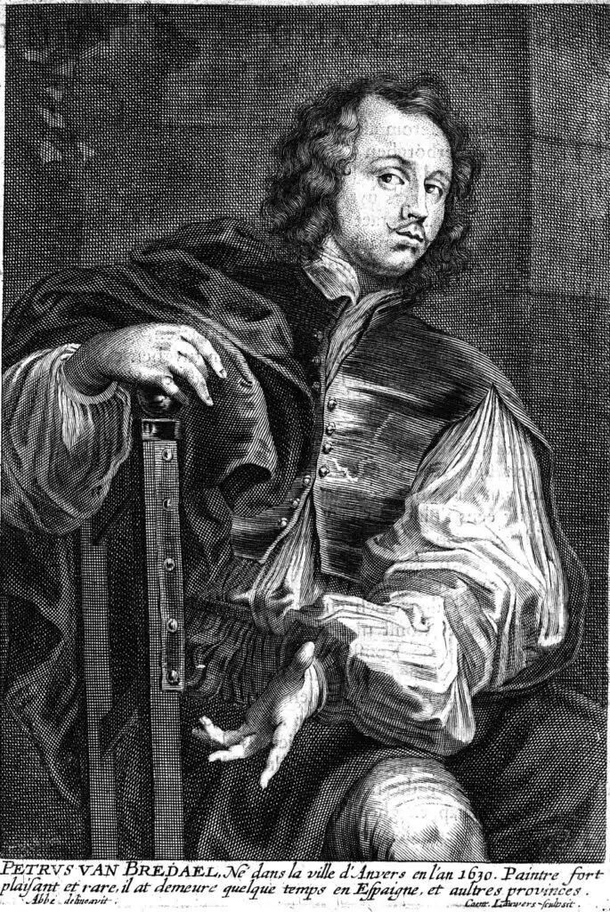 Expertise des œuvres de l'artiste et présentation de celui-ci, portrait gravé de Pieter van Bredael dans Het Gulden Cabinet de Cornelis de Bie (1662)