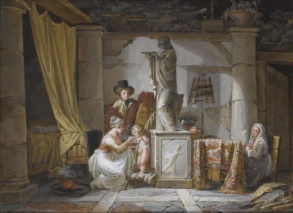 Expertise des œuvres de l'artiste "Jean-Baptiste Mallet " et présentation de celui-ci, oeuvre "L'Heureuse famille (1792)" Paris, musée Cognacq-Jay