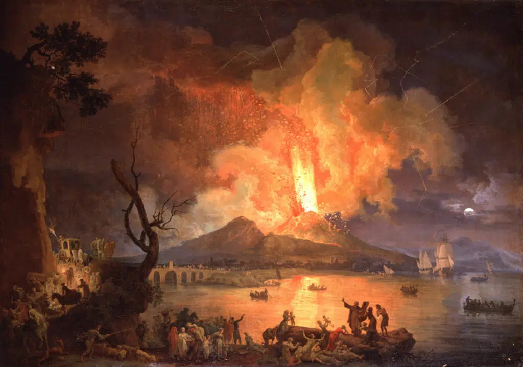 Expertise des œuvres de l'artiste "Jacques Antoine Volaire" et présentation de celui-ci, oeuvre "Eruption of Mount Vesuvius with the ponte della Maddalena in the Distance, vers 1770"