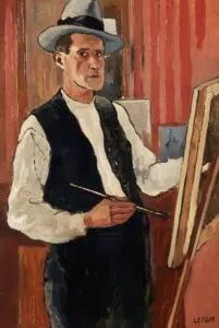 Expertise des œuvres de l'artiste et présentation de celui-ci, “Autoportrait” de Marcel François Leprin, "Autoportrait au chevalet, 1927"