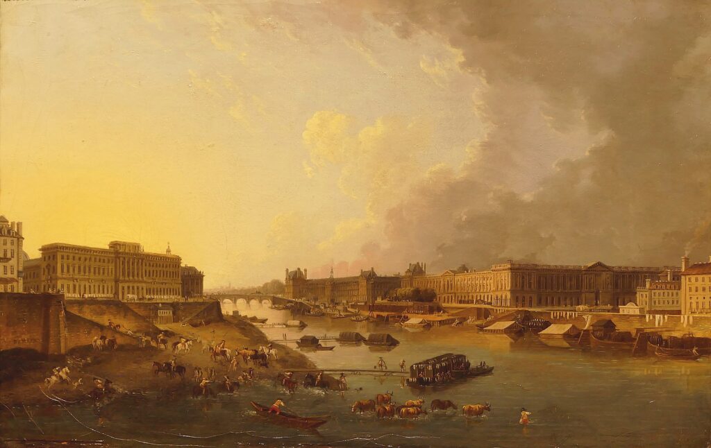 Expertise des œuvres de l'artiste "Pierre-Antoine Demachy" et présentation de celui-ci, oeuvre "Vue de la Seine en aval du Pont-Neuf, 1783"