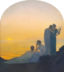 Expertise des œuvres de l'artiste "Alphonse Osbert" et présentation de celui-ci, oeuvre "Soir antique, 1908"