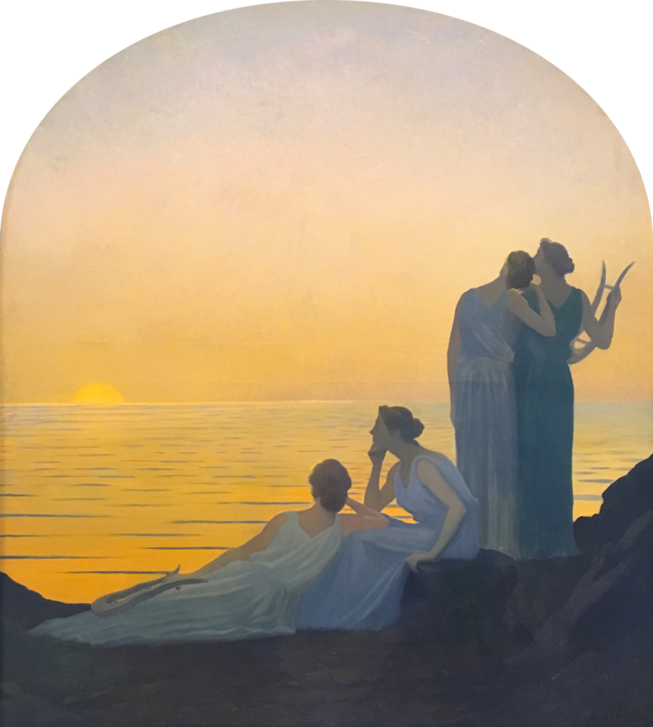 Expertise des œuvres de l'artiste "Alphonse Osbert" et présentation de celui-ci, oeuvre "Soir antique, 1908"