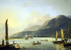 Expertise des œuvres de l'artiste "William Hodges " et présentation de celui-ci, oeuvre "Le HMS Resolution de James Cook et le HMS Adventure dans la baie de Matavai, à Tahiti"