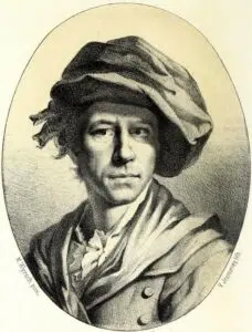 Expertise des œuvres de l'artiste et présentation de celui-ci, portrait de l'artiste " Johann Melchior Wyrsch", Melchior Wyrsch, lithographie de Victor François Jeanneney (1832-1885) d'après l'autoportrait de Melchior Wyrsch se trouvant au musée des beaux-arts et d'archéologie de Besançon.