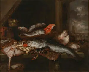 Expertise des œuvres de l'artiste "Abraham Van Beijeren" et présentation de celui-ci Nature morte aux poissons vers 1650, Dresde