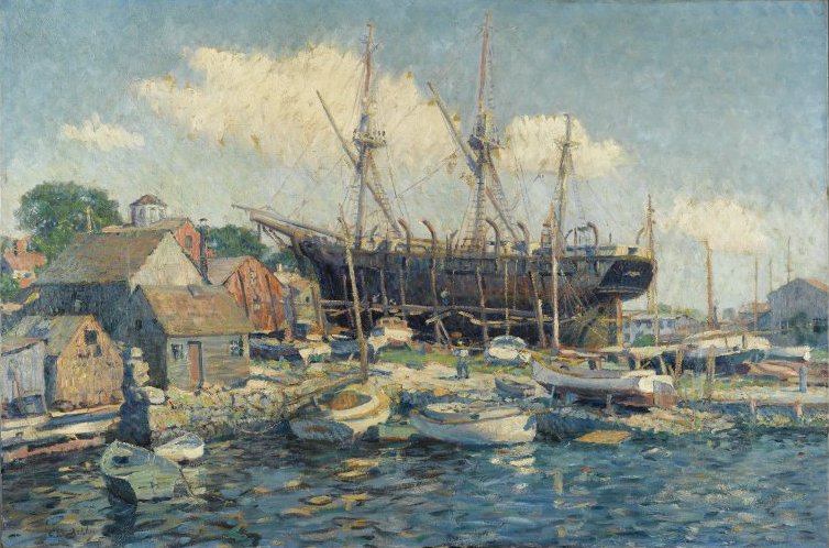 Expertise des œuvres de l'artiste "Ashley Clifford Warren" et présentation de celui-ci, oeuvre "Un baleinier en cale sèche à Fairhaven, Massachusetts, États-Unis (ca. 1916) par C. W. Ashley"