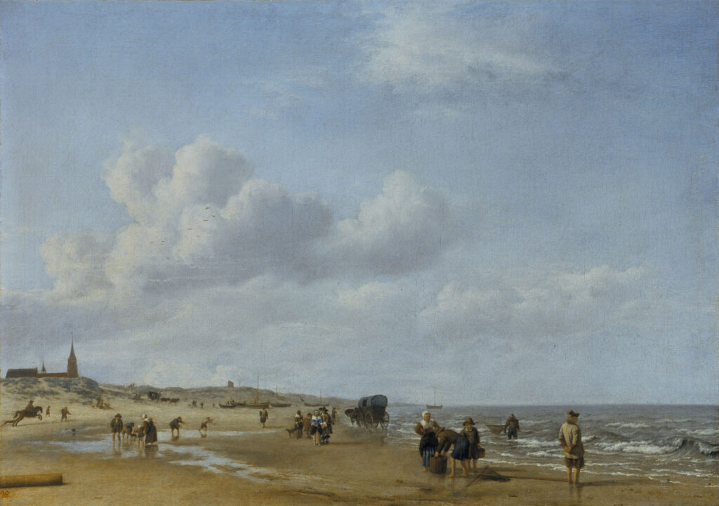 Expertise des œuvres de l'artiste "Adriaen Van De Velde" et présentation de celui-ci. La Plage à Scheveningen (1658) Cassel.