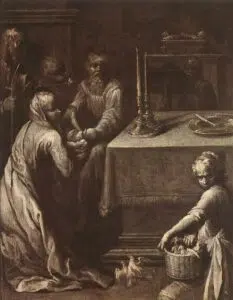 Expertise des œuvres de l'artiste "Quentin Varin" et présentation de celui-ci, oeuvre "La Présentation de la Vierge au Temple, vers 1618 - 1620, grisaille, musée départemental de l'Oise"