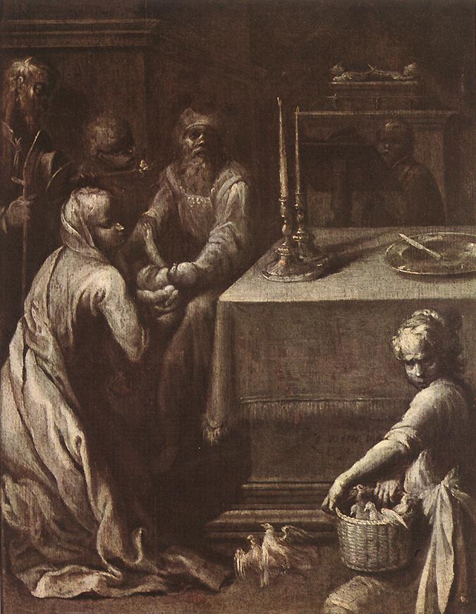 Expertise des œuvres de l'artiste "Quentin Varin" et présentation de celui-ci, oeuvre "La Présentation de la Vierge au Temple, vers 1618 - 1620, grisaille, musée départemental de l'Oise"