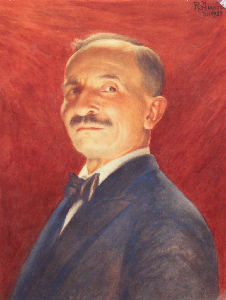 Expertise et estimation par le cabinet Robaldo. présentation de l'artiste : Rodolfo Amoedo, Autoportrait, 1921.