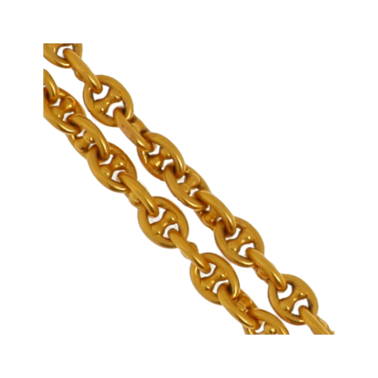Q0596_0002 - Long sautoir ou chaine giletière en or jaune 18k (750°/°°) à maille chaine d'ancre, fermoir ressort. Poids brut : 123 gr. - Adjugé 11 500 €