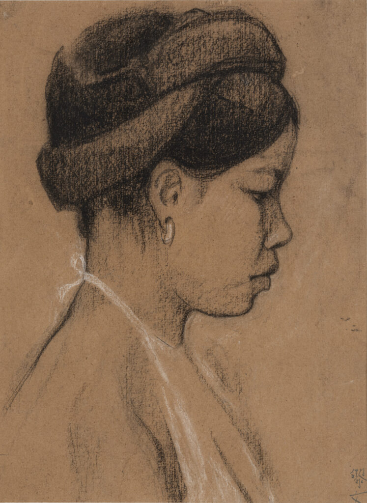 Ⓟ Le Van De (1906-1966), Fusain et crayon blanc sur papier Signé en bas à droite Encadré sous verre 37,5 x 28 cm (à vue), adjugé 12 000 €